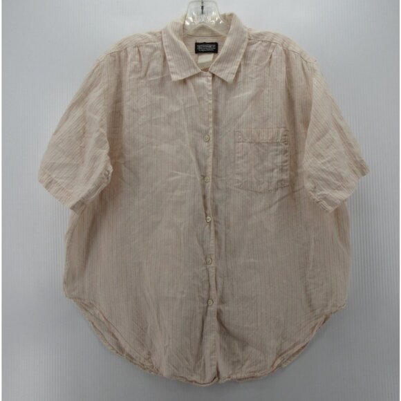 VINTAGE J Peterman Company Top XL Linen Shirt Loop Collar 80s 90s USA - Picture 1 of 12